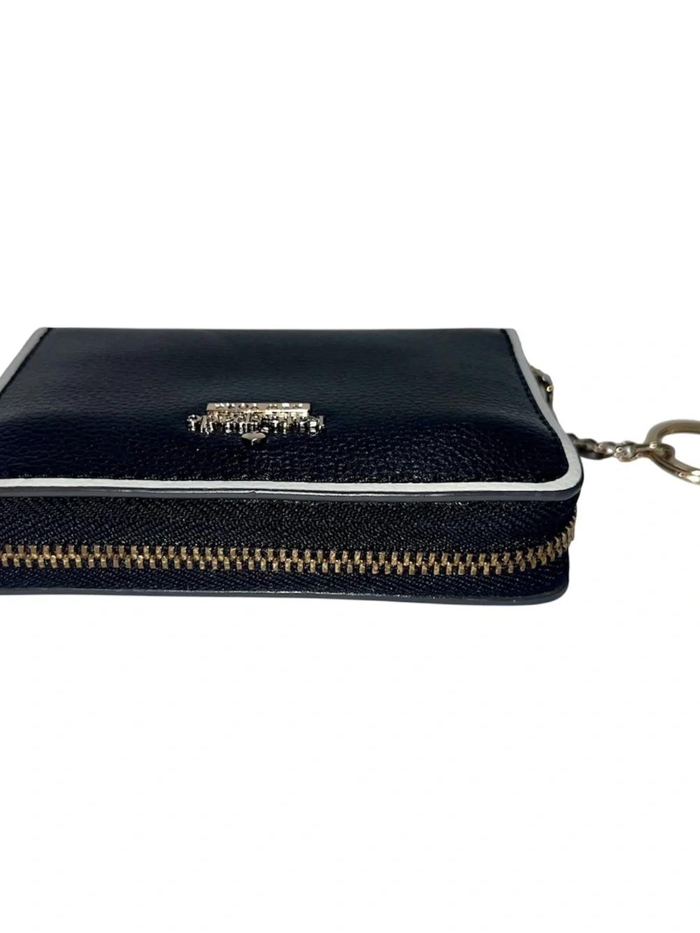 kate spade Black and White Leather Zip Wallet with Gold Hardware
